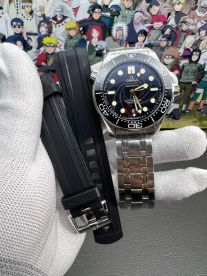 Seamaster Diver 007 300M  1:1 Best Edition Blue Ceramic Black Dial on SS Bracelet 8800 Super Clone