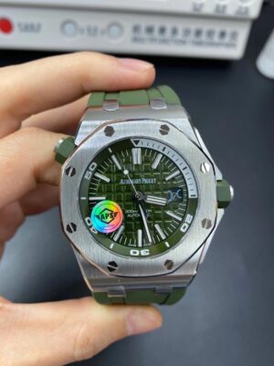 Audemars Piguet Royal Oak Offshore Diver 15710  1:1 Best Edition Green Dial on  Green Rubber Strap  SA3120 Super Clone