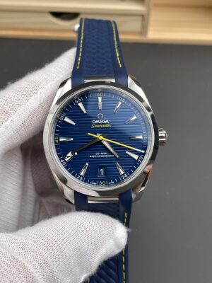 Omega Aqua Terra 41mm  1:1 Best Edition Summer Blue Dial on Blue Rubber Strap A8900 Super Clone
