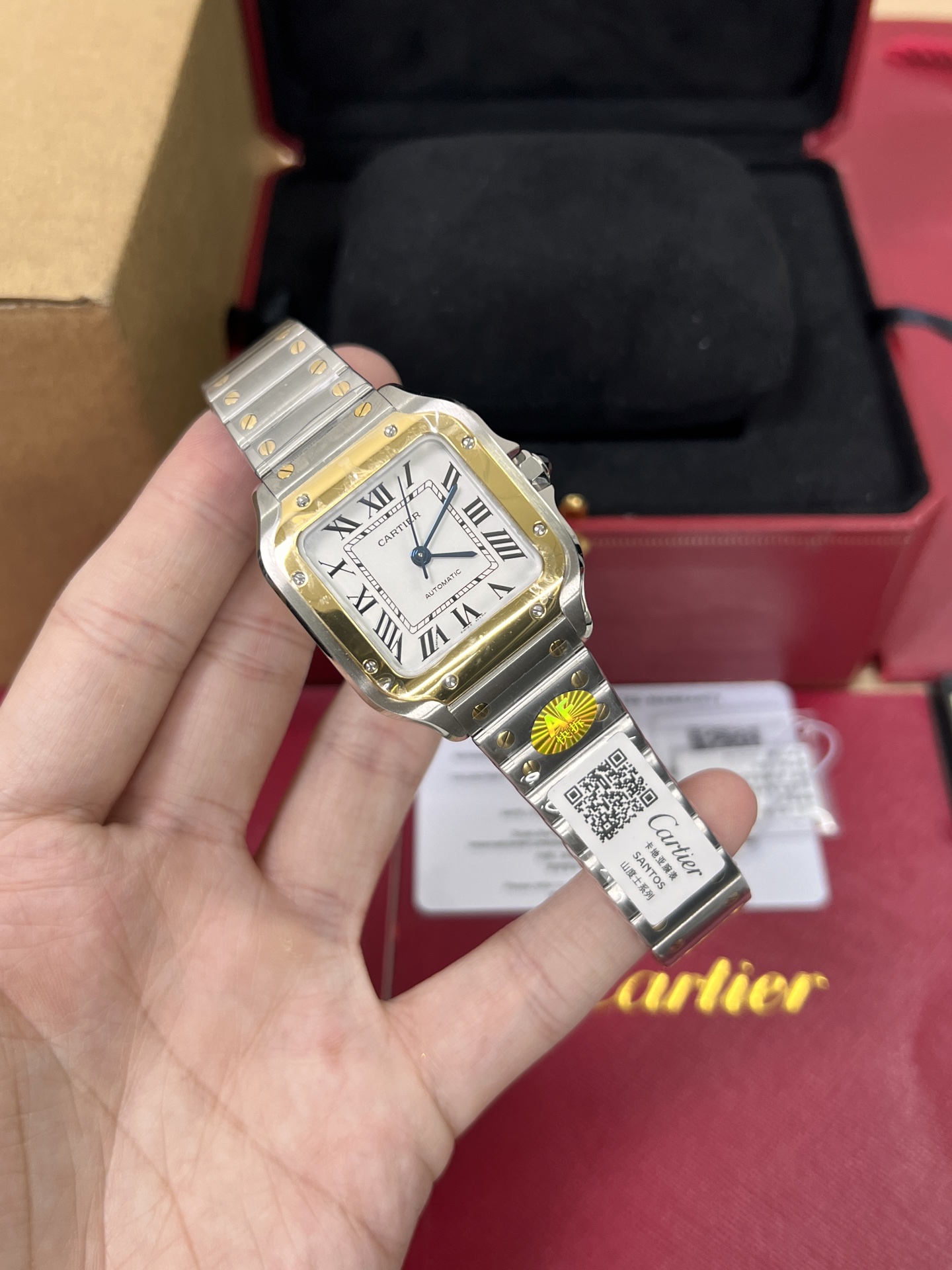 Cartier Santos 35mm SS 1:1 Best Edition white Dial on SS SmartLinks Bracelet MIYOTA 9015 - Image 3