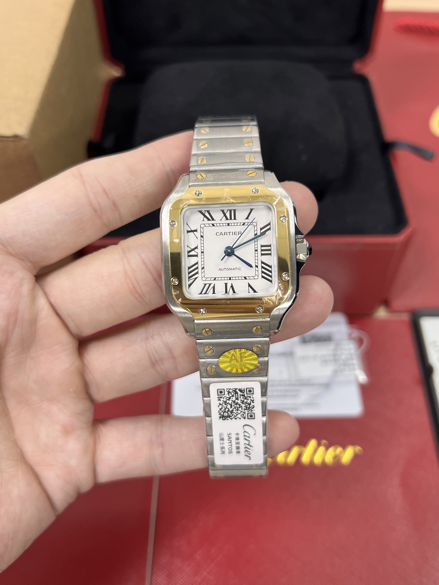 Cartier Santos 35mm SS 1:1 Best Edition white Dial on SS SmartLinks Bracelet MIYOTA 9015 - Image 4