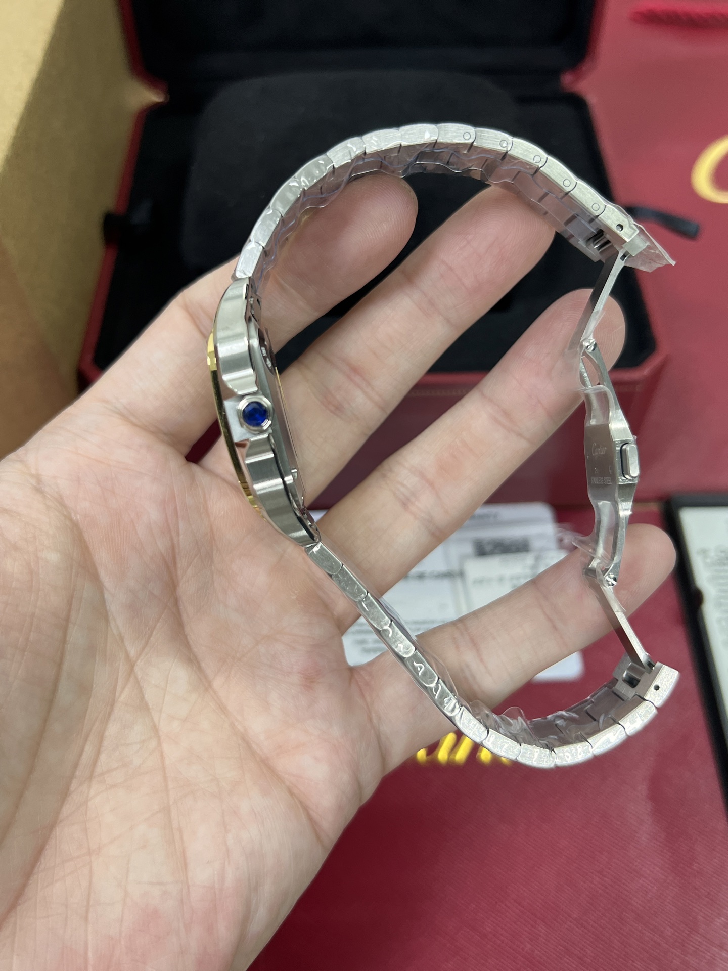 Cartier Santos 35mm SS 1:1 Best Edition white Dial on SS SmartLinks Bracelet MIYOTA 9015 - Image 5