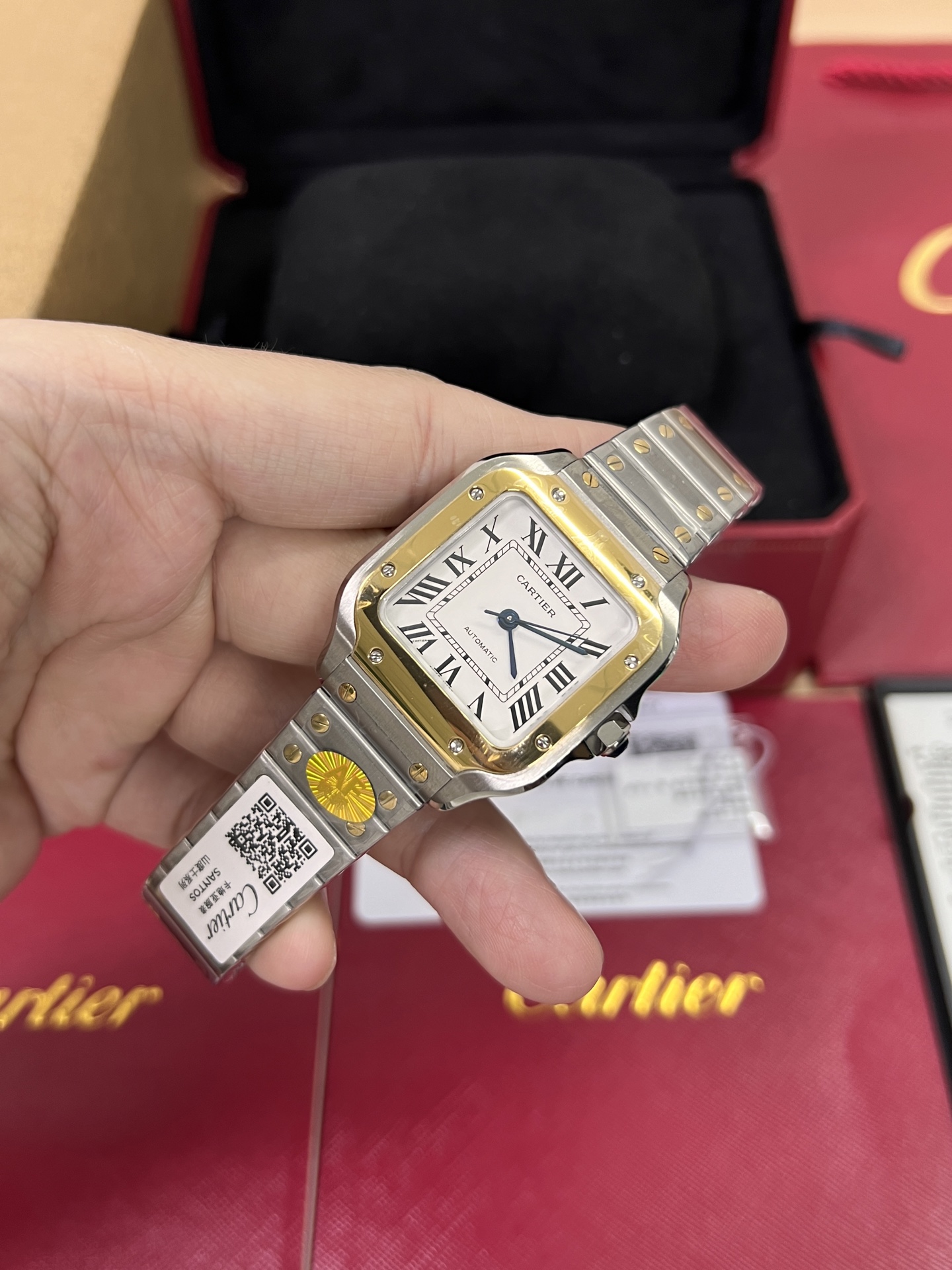 Cartier Santos 35mm SS 1:1 Best Edition white Dial on SS SmartLinks Bracelet MIYOTA 9015 - Image 8