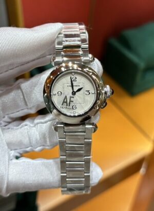 Cartier  Pasha 30mm SS  1:1 Best Edition White Textured Dial on SS Bracelet Jaq Quartz