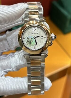 Cartier  Pasha 30mm SS  1:1 Best Edition White Textured Dial on SS Bracelet Jaq Quartz