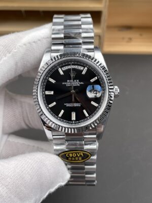 Day Date 40mm 1:1 Best Edition Black dia Dial on President Bracelet A3255 208g (Weighted)