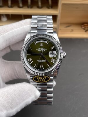 Day Date 40mm 1:1 Best Edition Green Roman Dial on President Bracelet A3255 208g (Weighted)