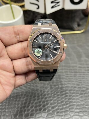 Audemars Piguet Royal Oak Gold Case 15400 1:1 Best Edition gray Dial On Leather Strap SA3120 Super Clone