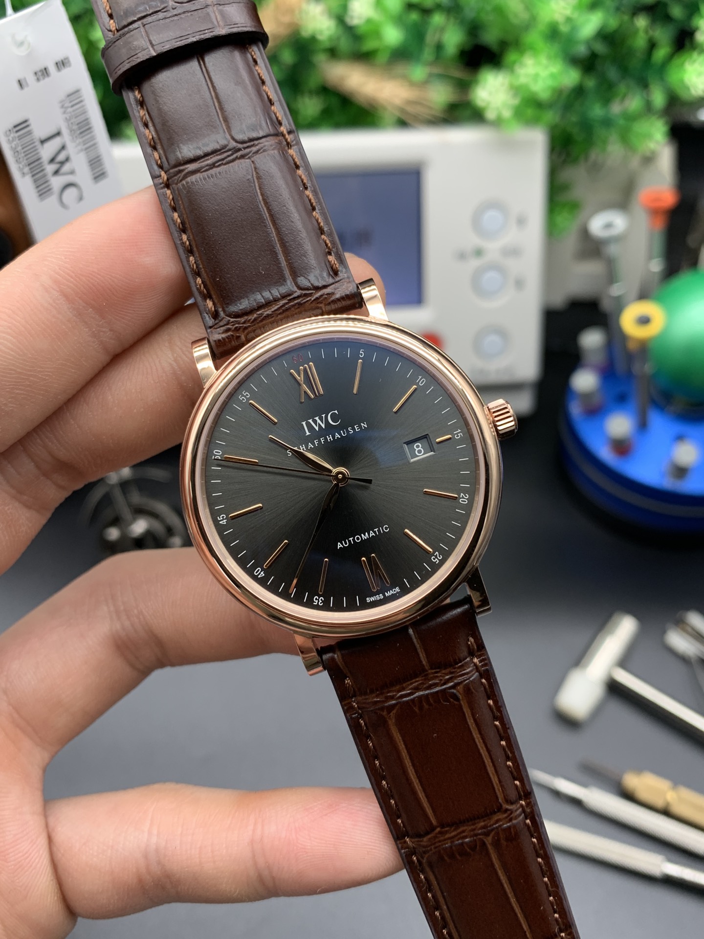 Portofino 40mm NG 1:1 Best Edition Gray Dial on Deep Brown Leather Strap A2892 - Image 2