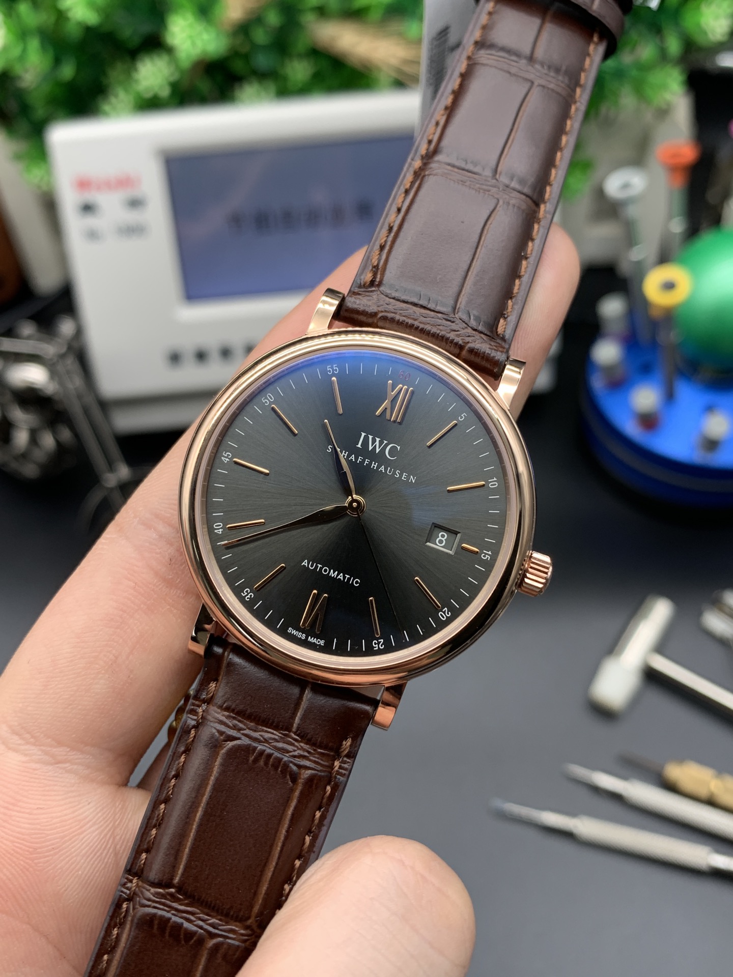 Portofino 40mm NG 1:1 Best Edition Gray Dial on Deep Brown Leather Strap A2892 - Image 3
