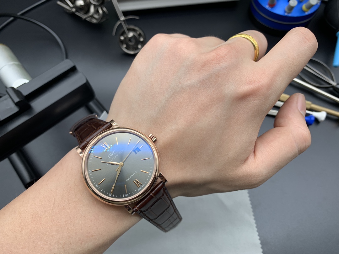 Portofino 40mm NG 1:1 Best Edition Gray Dial on Deep Brown Leather Strap A2892 - Image 5