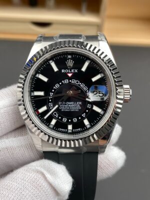 Sky-Dweller 326934 904L  1:1 Best Edition Black Dial on  oysterflex rubber strap A9002