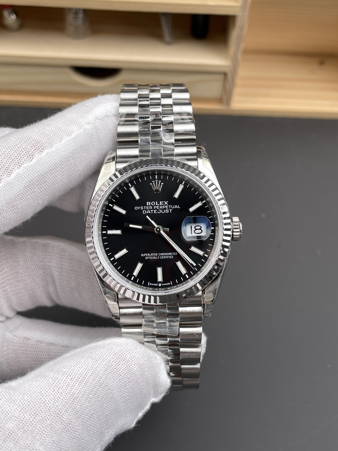 DateJust 36 SS 126234 1:1 Best Black Stick Dial on Jubilee Bracelet DD3235 - Image 2