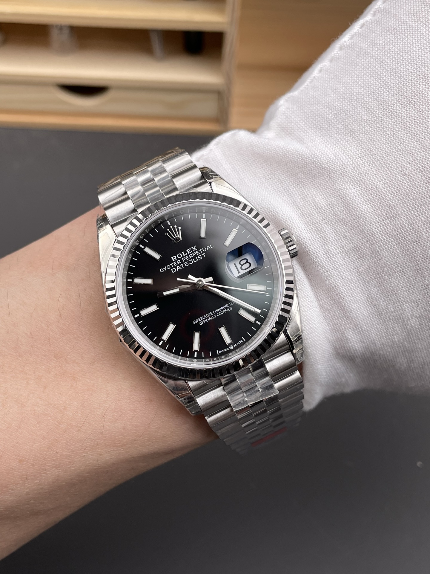 DateJust 36 SS 126234 1:1 Best Black Stick Dial on Jubilee Bracelet DD3235 - Image 7
